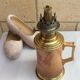 Oil lamp with ceramic body handle