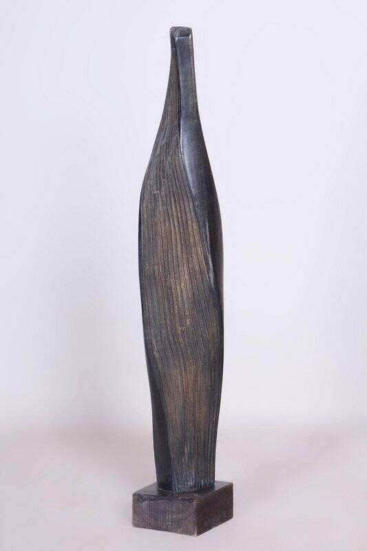 Vintage Art Deco Statue in Linden Wood, 1920s
