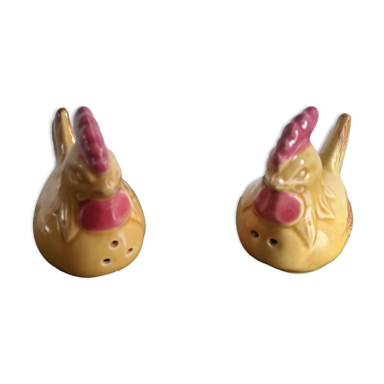 Yellow salt and pepper shaker in the shape of hens