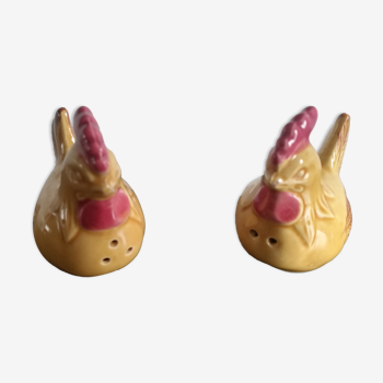 Yellow salt and pepper shaker in the shape of hens