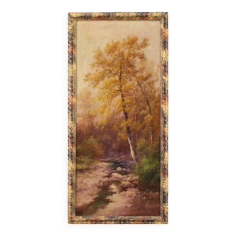 Peinture à l'huile sur toile paysage signée du 19ème siècle