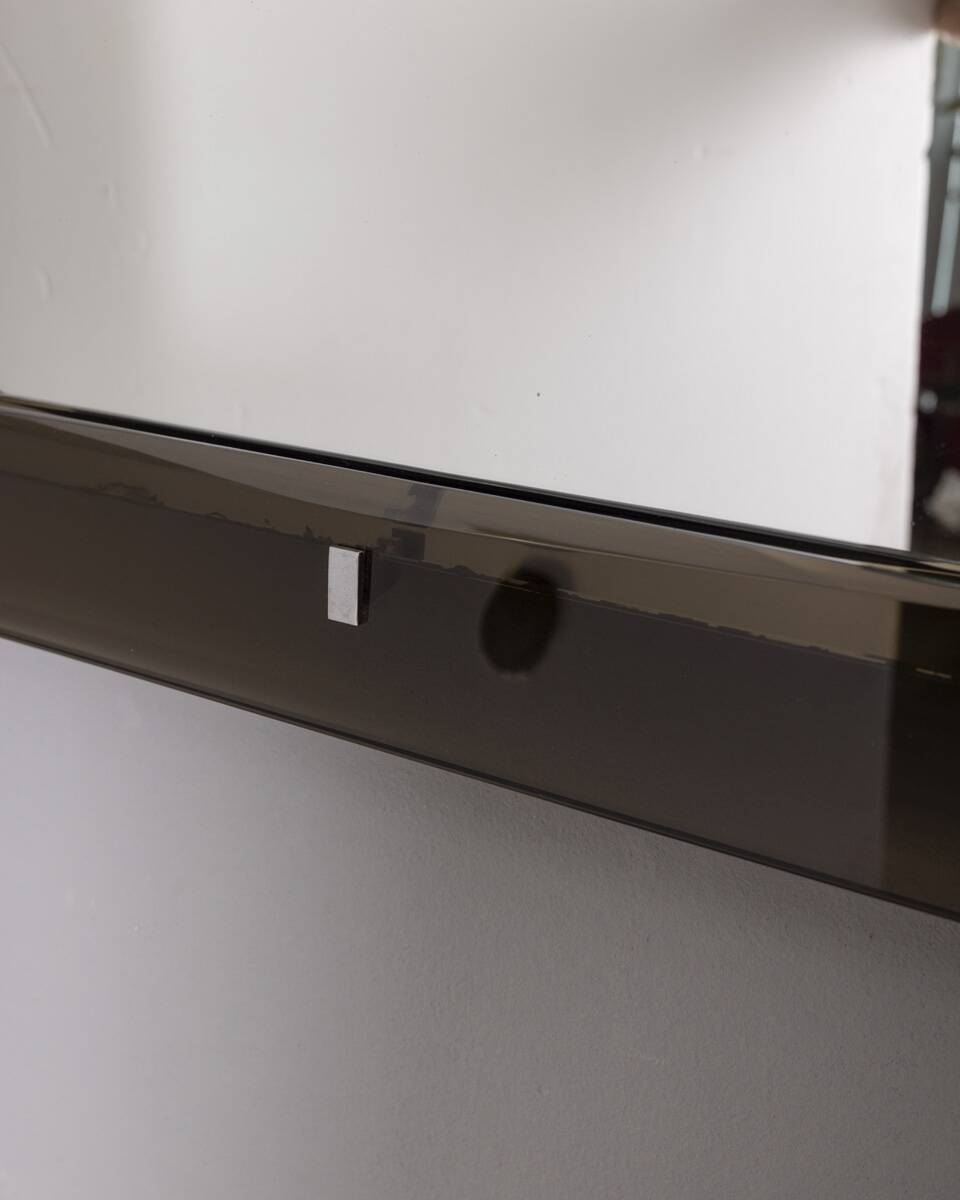 Vintage 1970s wall mirror in smoked glass, Italian design