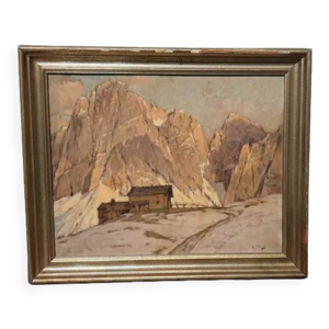 Tableau paysage de montagne enneigées