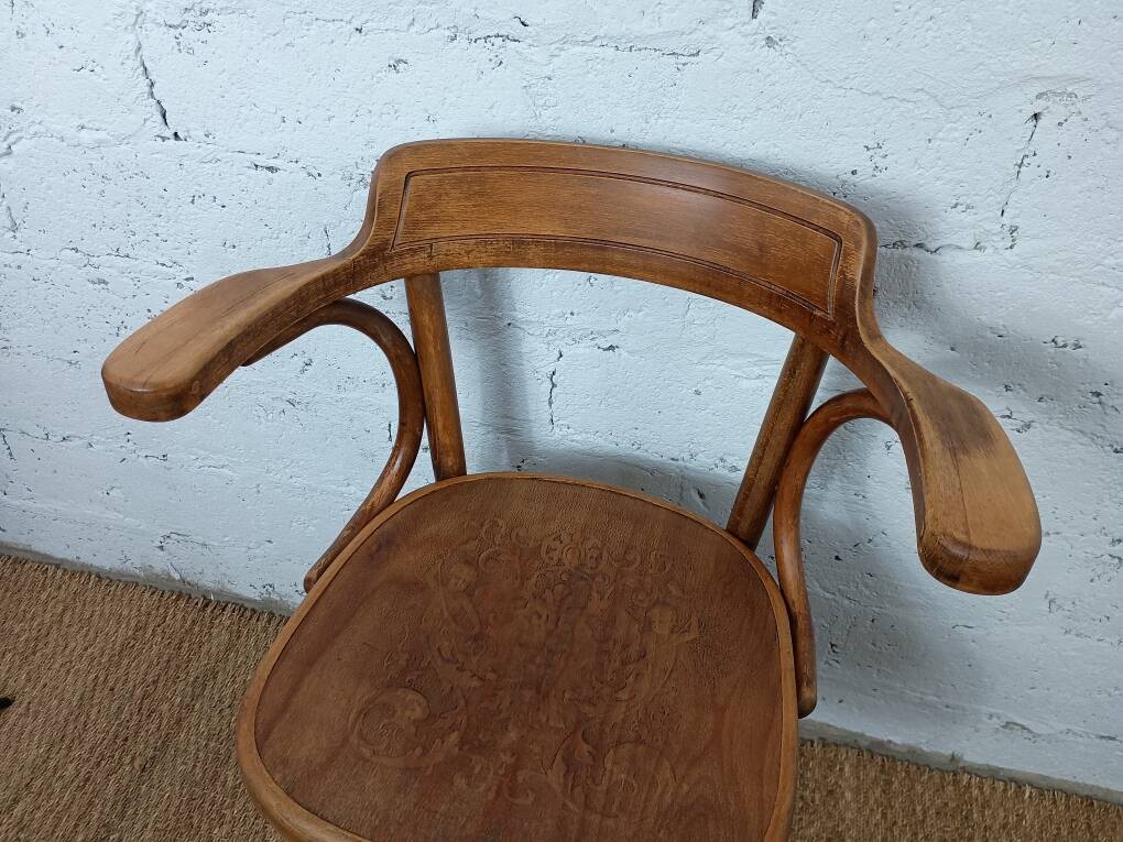 Fischel swivel armchair or office chair, bent beech, late 19th century