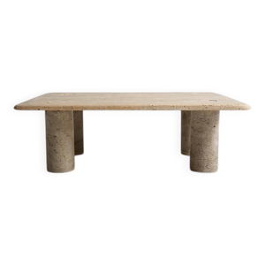 Table basse en travertin par Angelo Mangiarotti pour Up & Up, années 1970