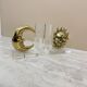 Vintage bookends sun and moon lucite and brass, 1970s