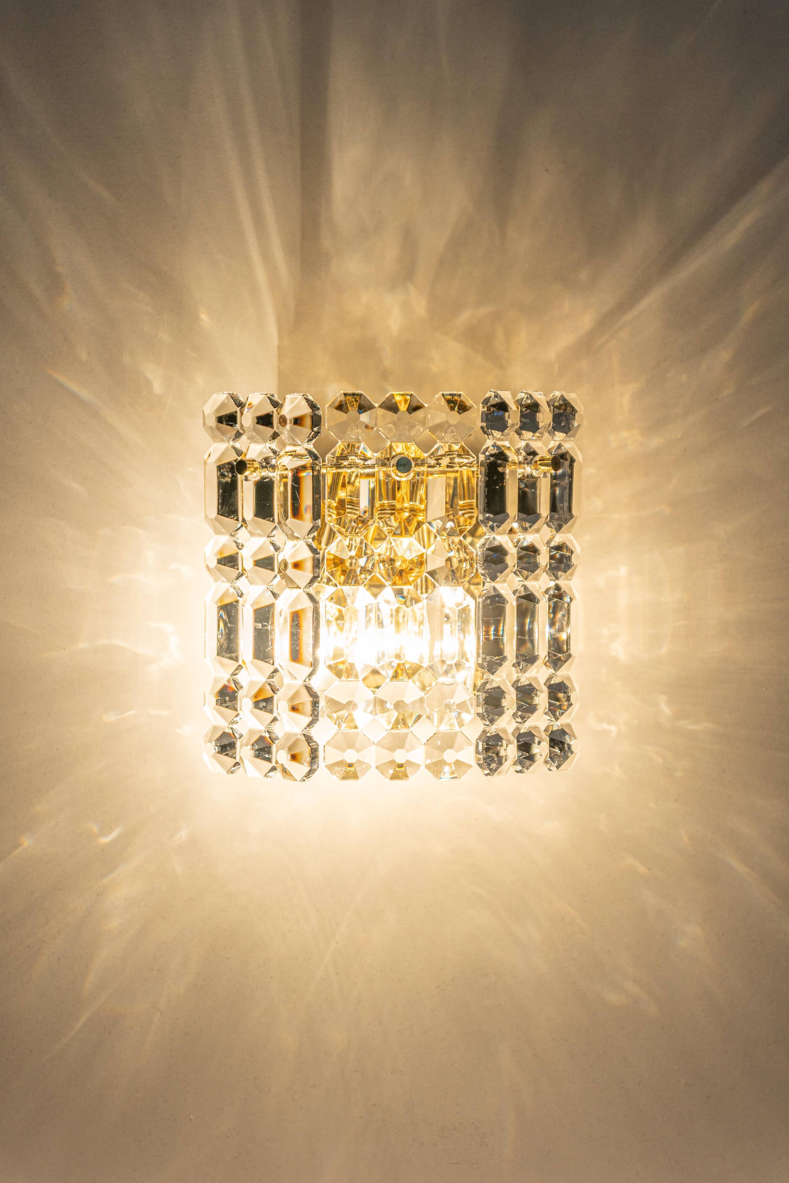 pair of crystal wall lights by Kinkeldey, Germany, 1970s.