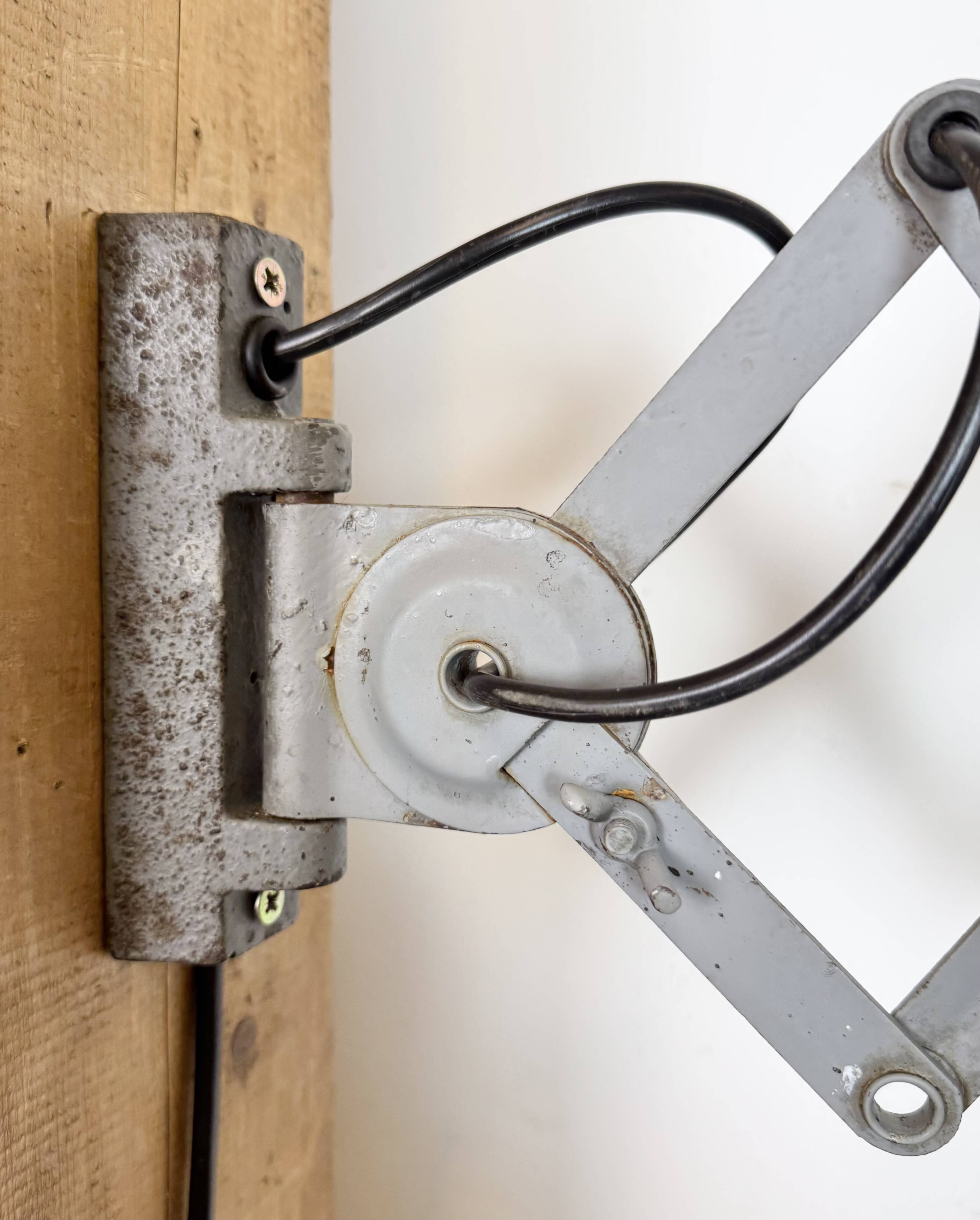 Industrial Grey Scissor Wall Lamp, 1960s