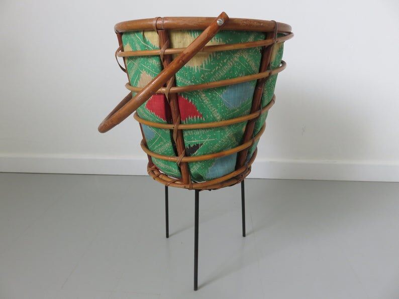 60s 70s rattan tripod worker