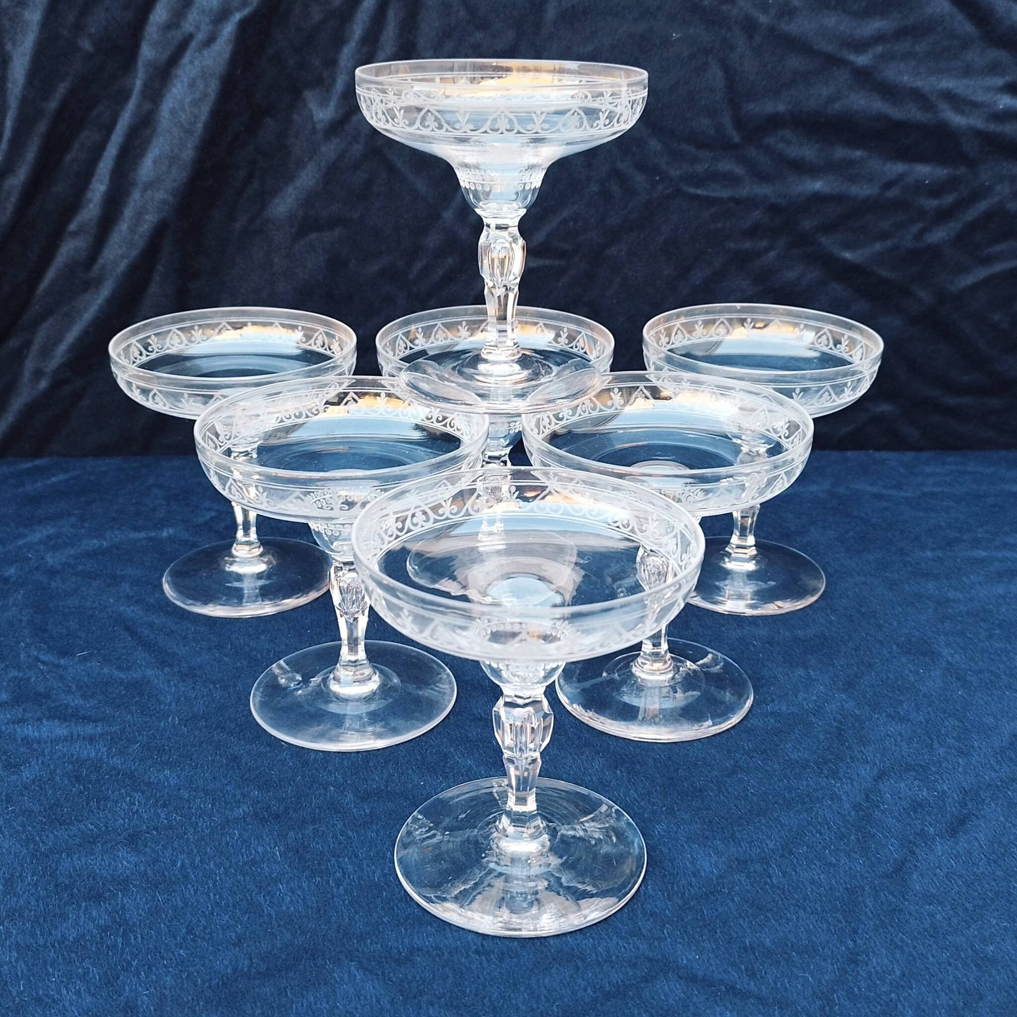 Baccarat crystal champagne glasses monogram 19th century