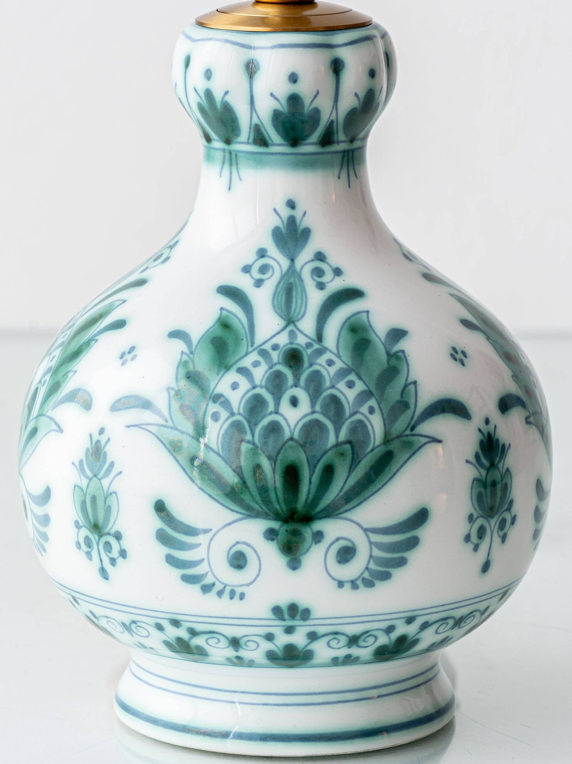 Lampe de table en céramique botanique Delvert Teal Royal Delft, 1970