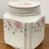 Sadler England Square Ginger Jar or Coffee Jar with Pink Flower Motif, Made for Douwe Egberts