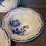 Series of 5 hollow plates in earthenware KG Lunéville decorations RMC