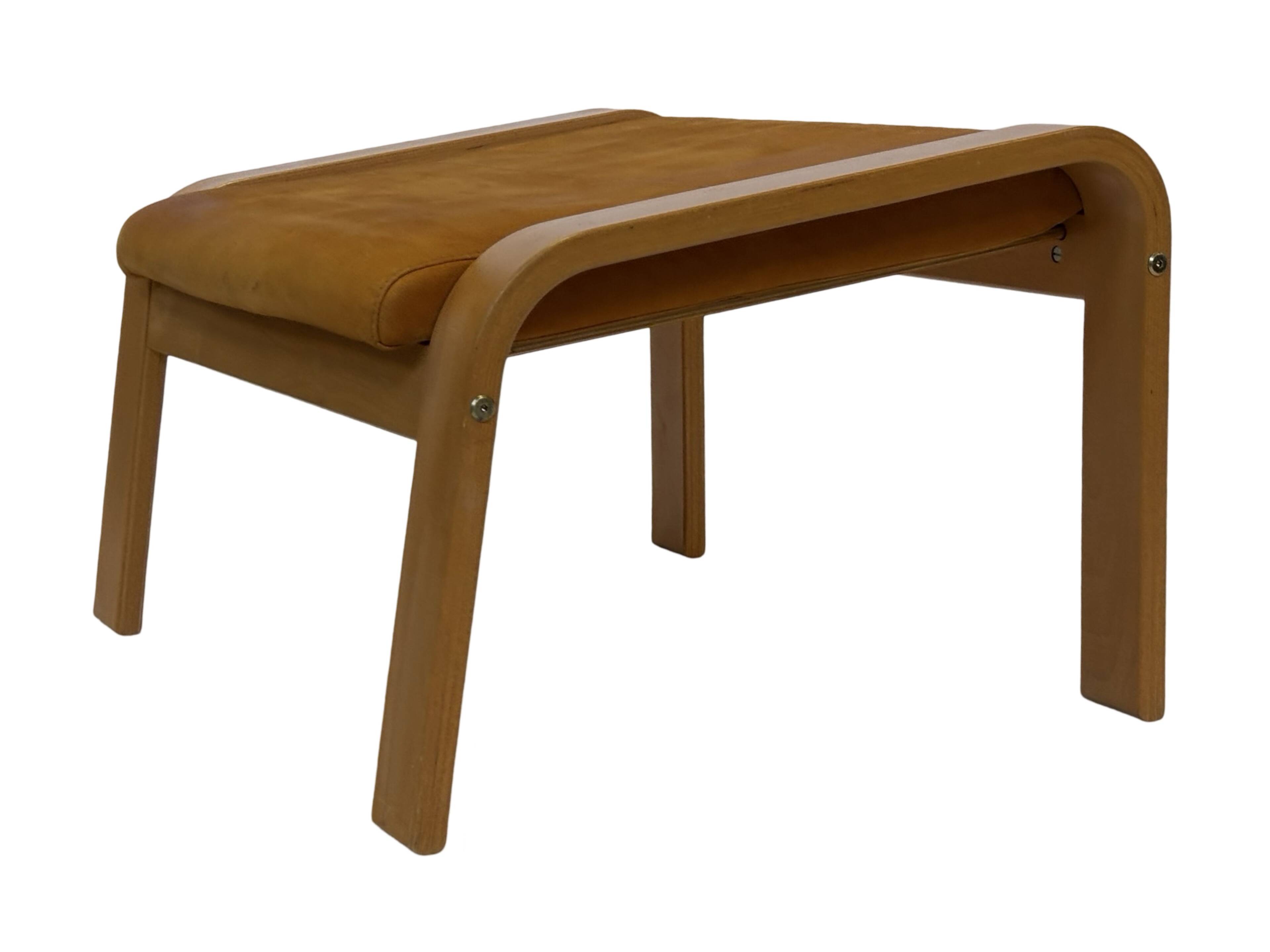 Vintage ikea poang tan leather cantilever footstool ottoman design