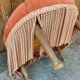 Velvet armchair salmon color upholstered - Napoleon III style