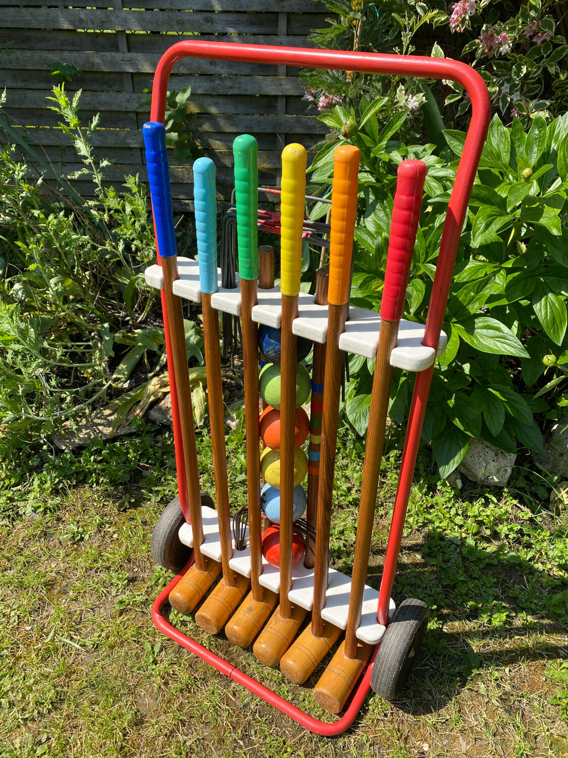 Vintage wooden croquet game