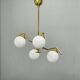 Adjustable Art Deco chandelier in brass with frosted glass, 1930s
