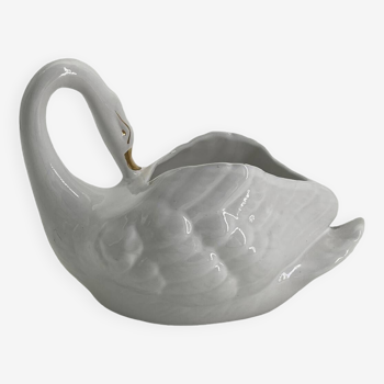 Vintage pot holder/empty pocket Swan in white ceramic