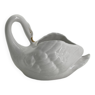 Vintage pot holder/empty pocket Swan in white ceramic