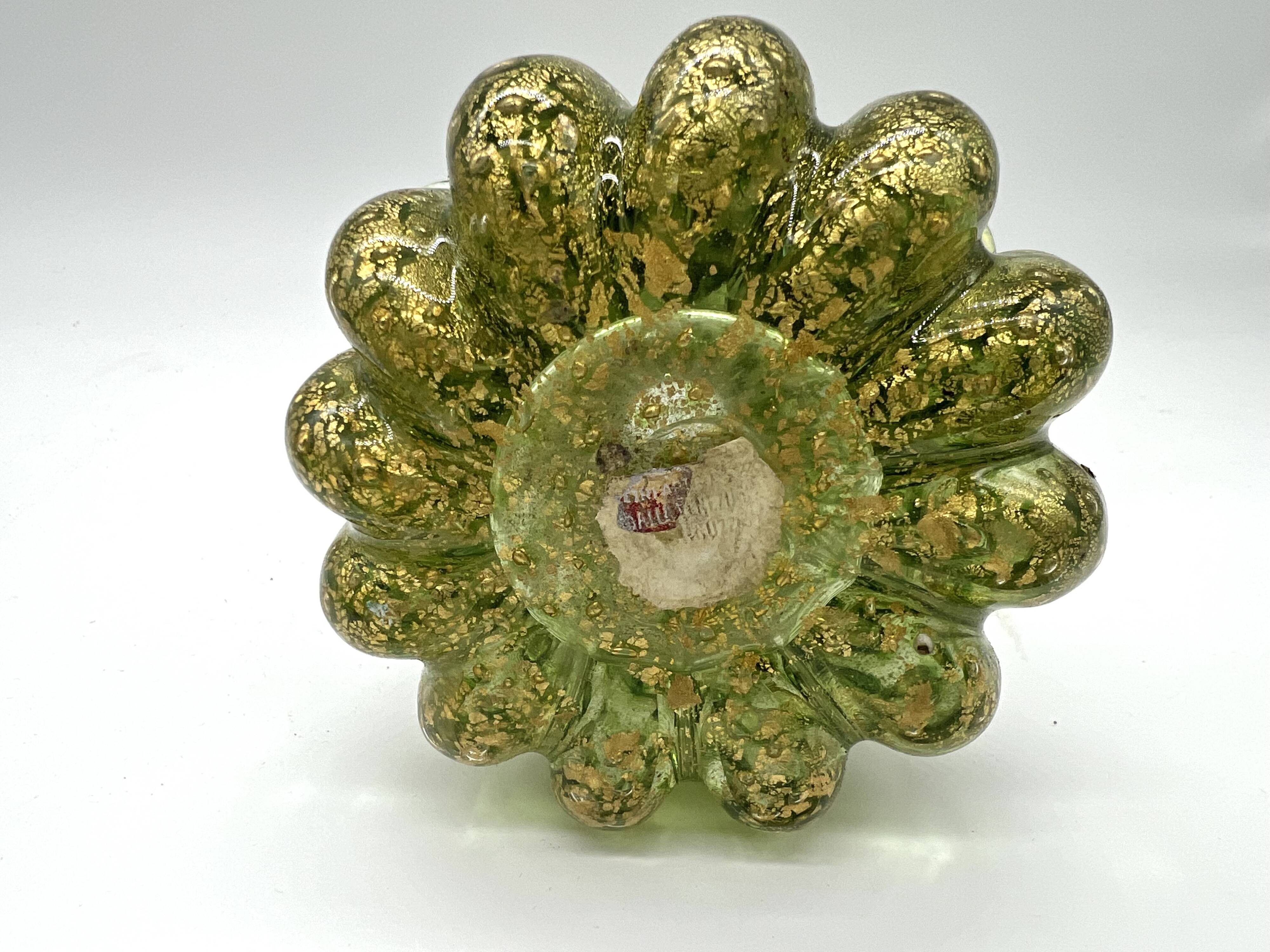 Vase en verre de Murano à inclusions d’or – Italie, vers 1960