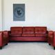 Vintage danish mid century cognac leather lounge chairs 1970,s