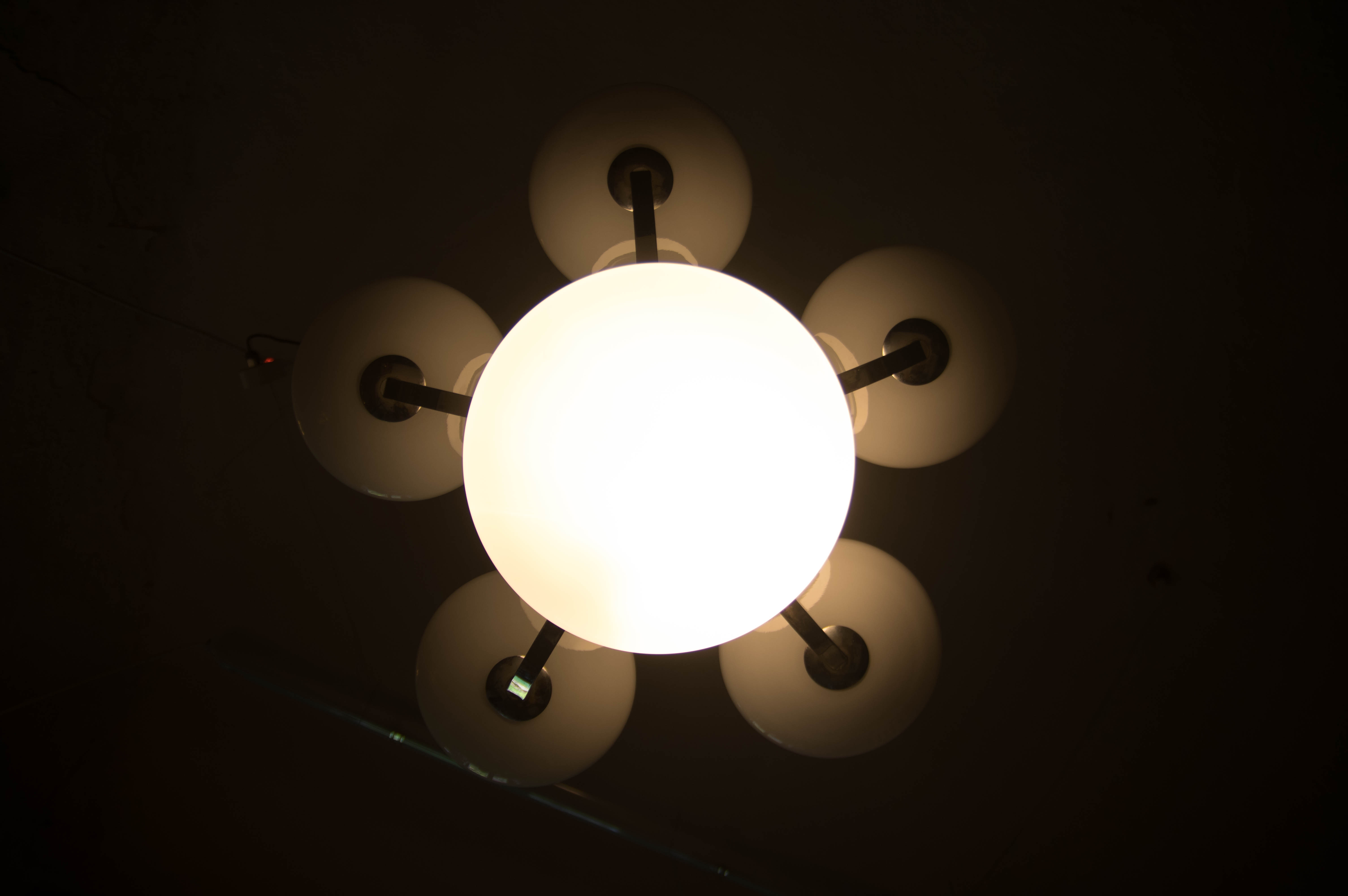 6-flamming art deco chrome-plated chandelier, 1930