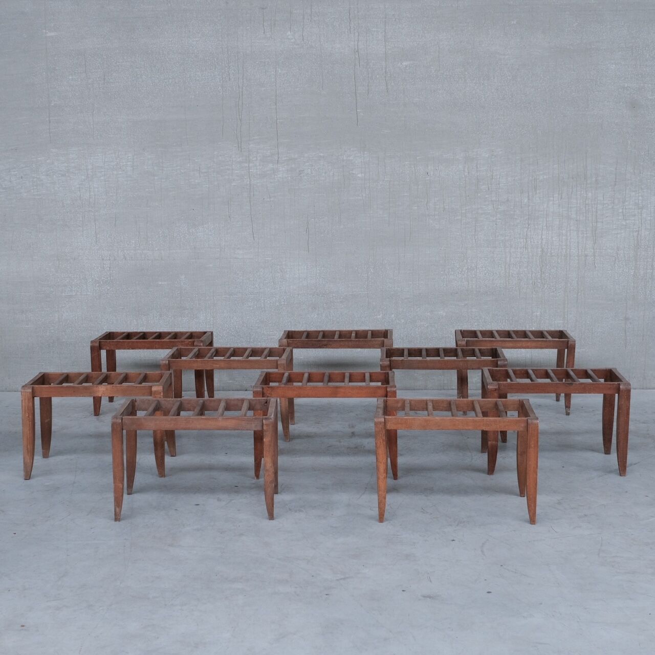 French mid-century wooden luggage racks