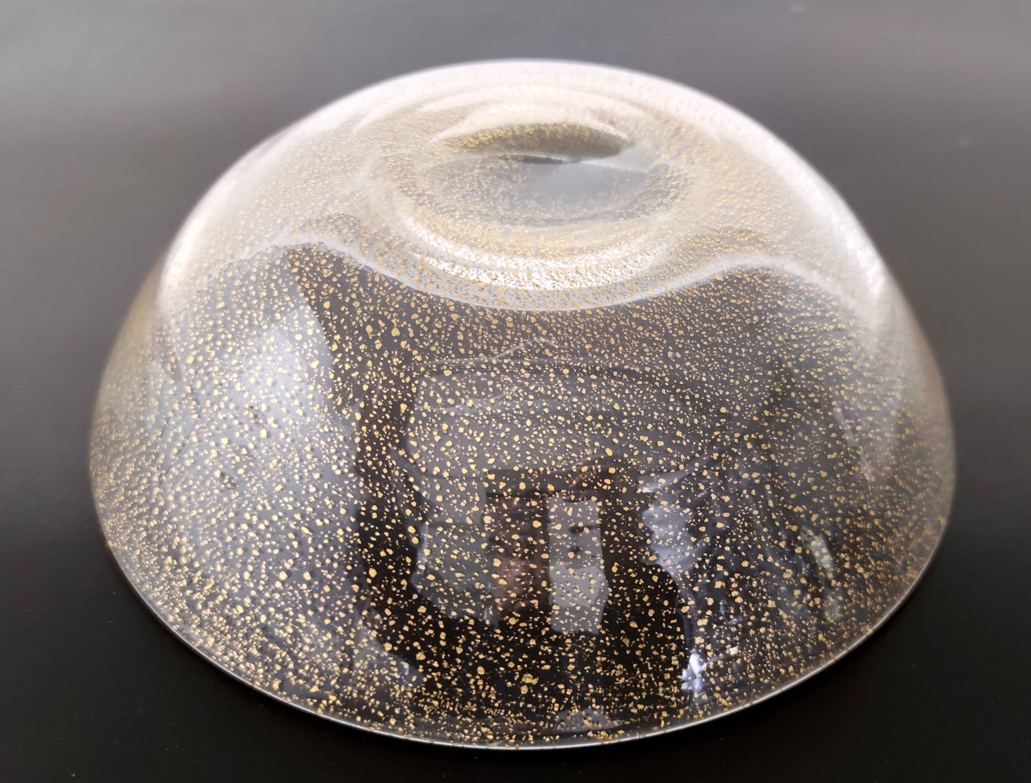 Vide-poche en verre de Murano moucheté d'or, Italie