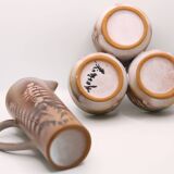 Lot of a pitcher and bowl with old pink flowers by Jean Austruy