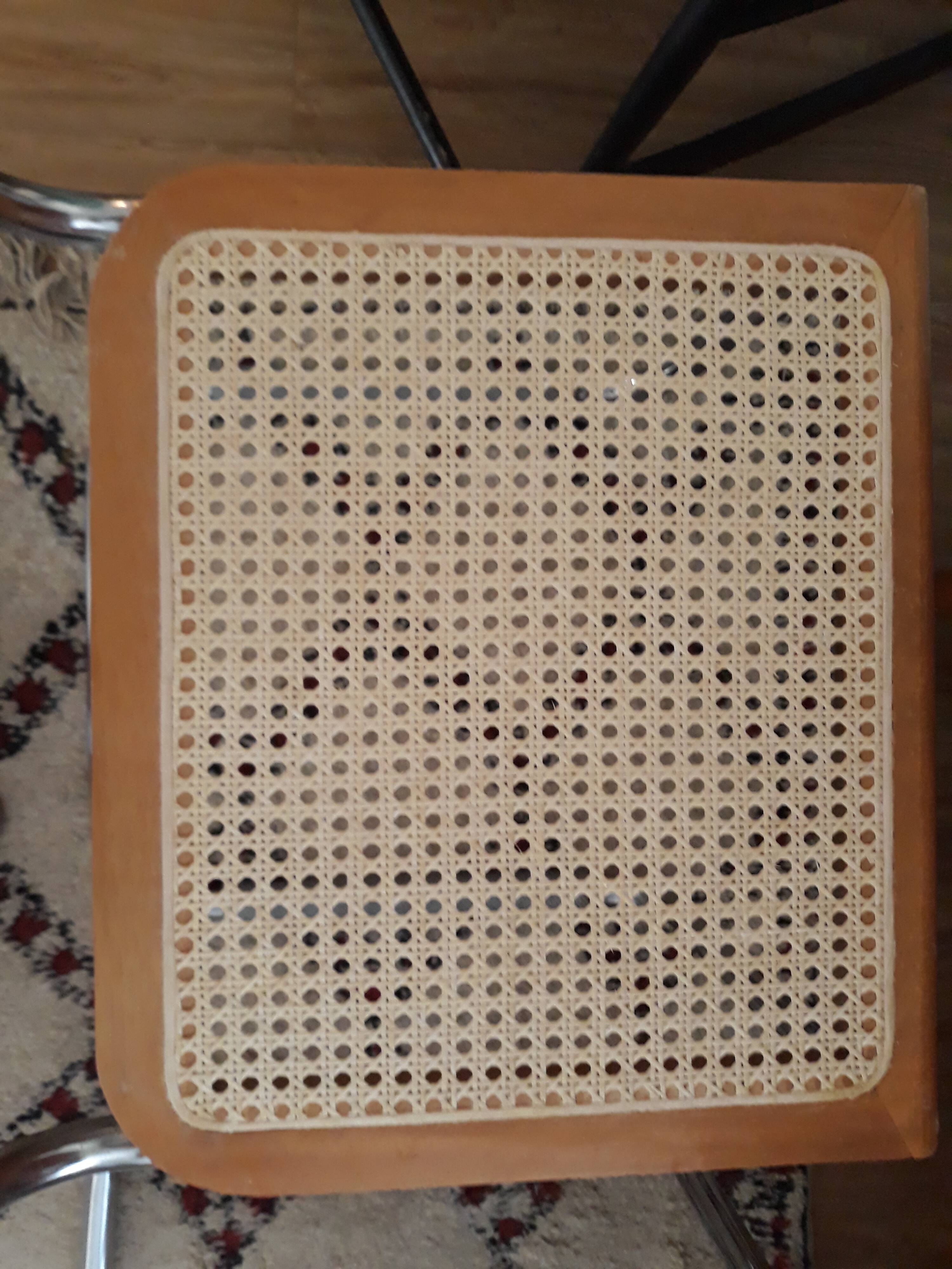 Pair of chairs wood and caning 80s