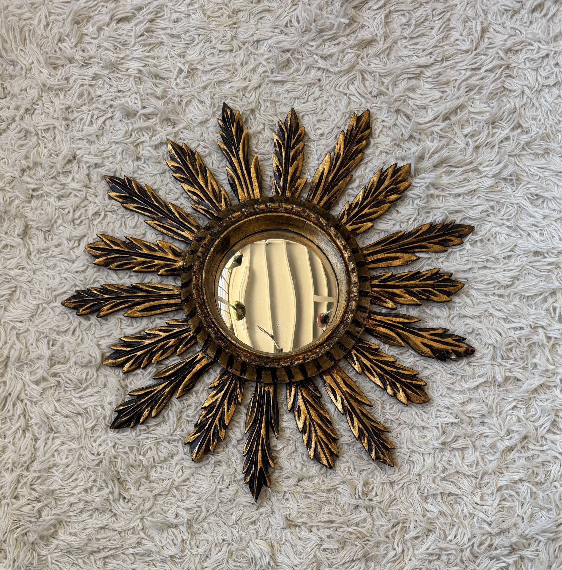 Miroir convexe doré ancien