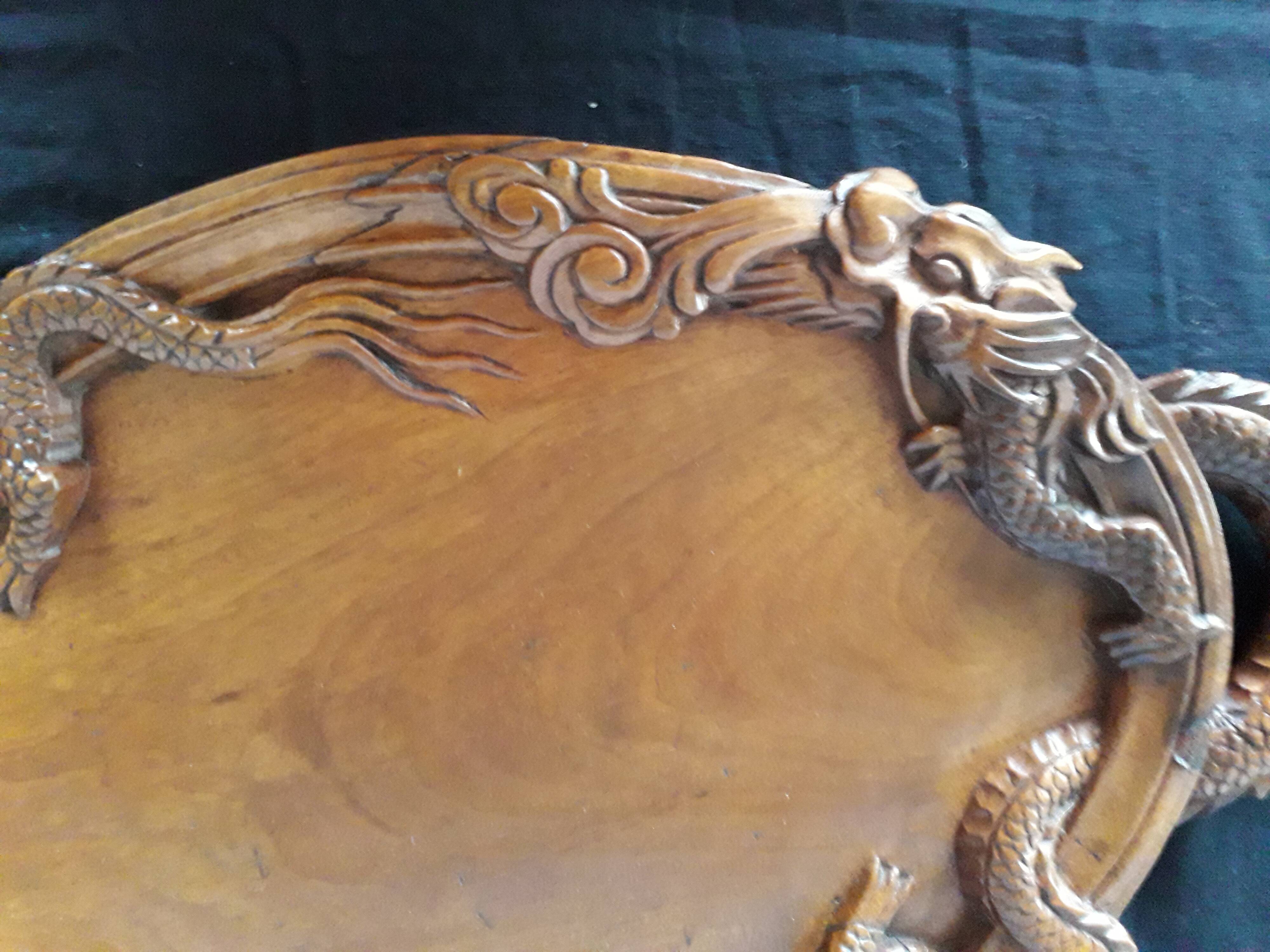 Carved wooden top, of asian origin