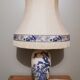 Ceramic lamp with Asian decoration with matching lampshade.