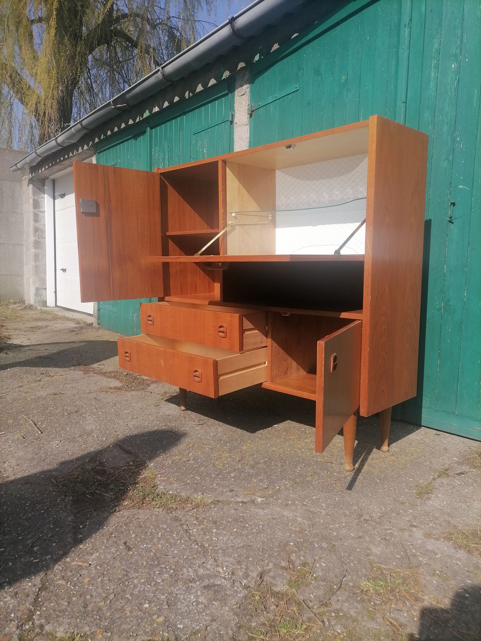 Old buffet furniture Scandinavian secretary wood vintage teak