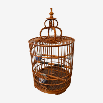 Old wooden and rattan bird cage