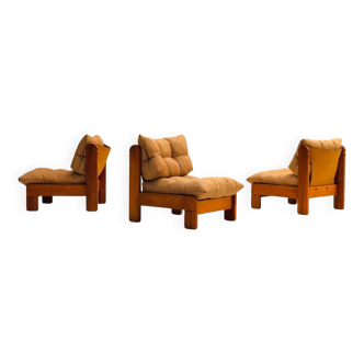 Pinewood lowchair in bronze fabric