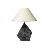 Polygonal black ceramic iridescent lamp 1980s memphis milano light table retro