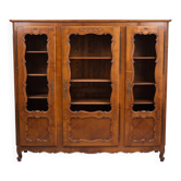 Armoire vitrine régence 3 portes en merisier