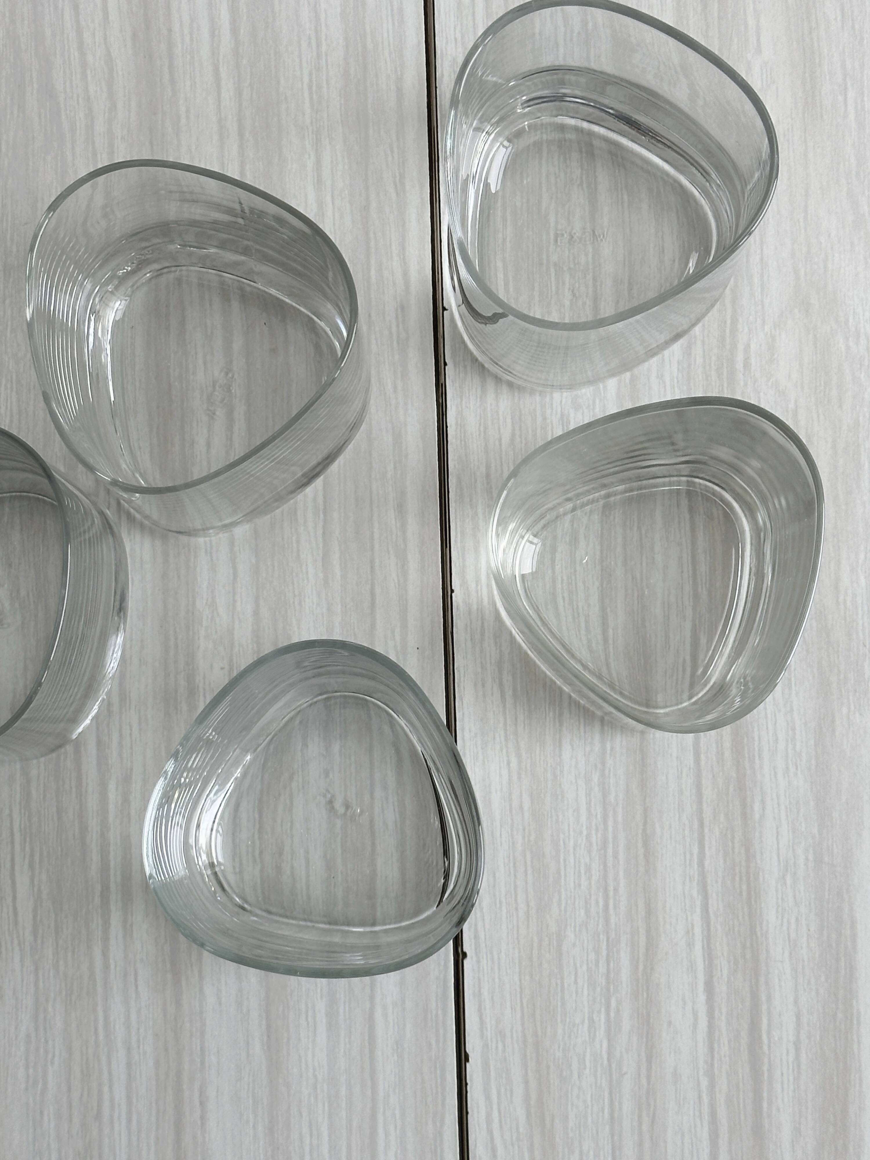 5 Clear Glass Whiskey Glasses
