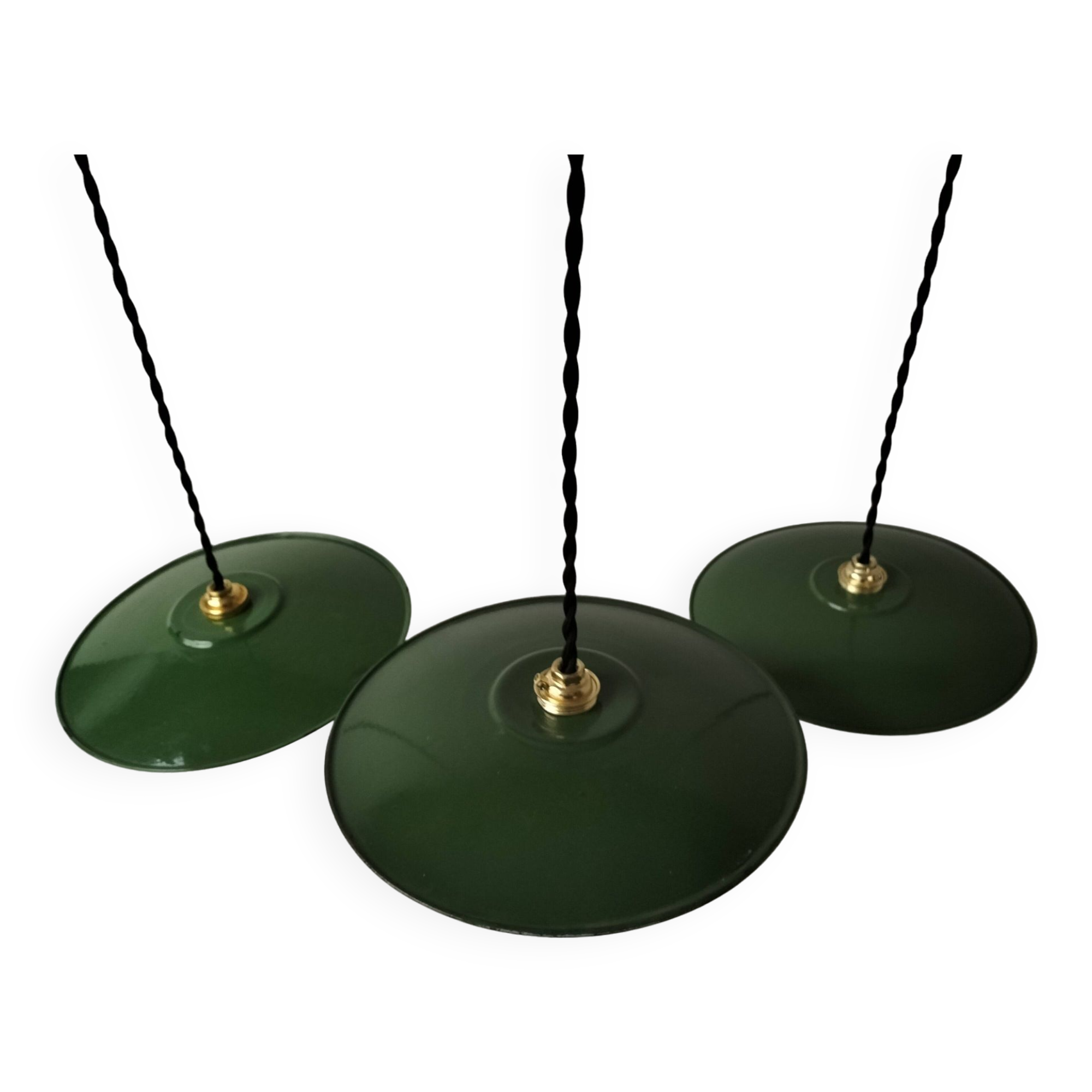 Enameled sheet metal pendant lights