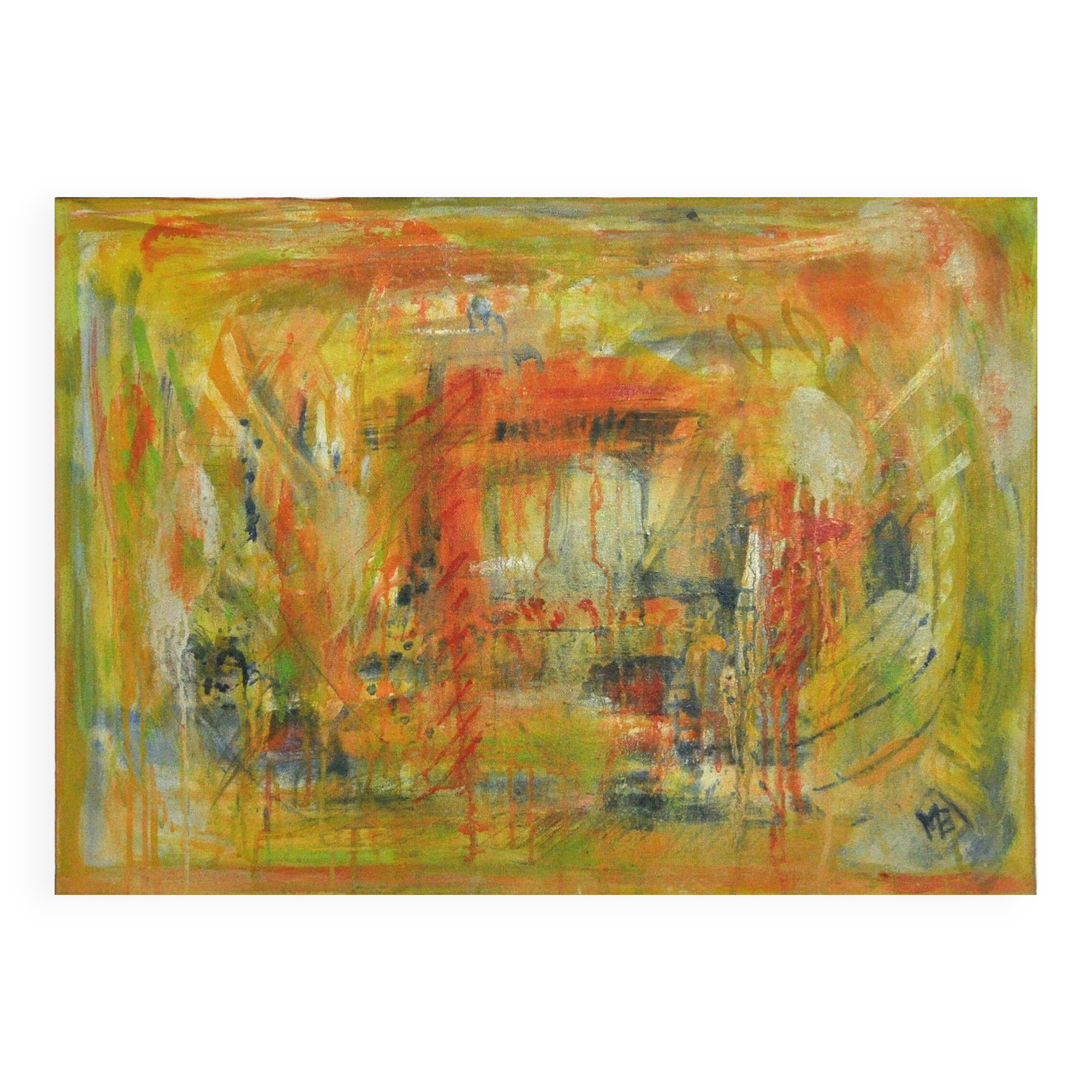 Contemporary painting "A City - I", oil on canvas by Mette Birckner, 2005