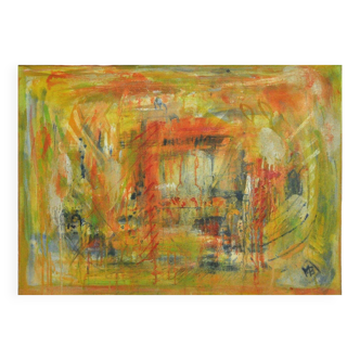 Contemporary painting "A City - I", oil on canvas by Mette Birckner, 2005