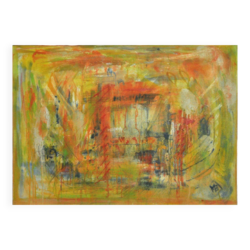 Contemporary painting "A City - I", oil on canvas by Mette Birckner, 2005
