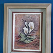 "Oil on Norwegian canvas from the mid-century 'Peace Plant' by Arvid Nilsson (1913-1976) - framed"