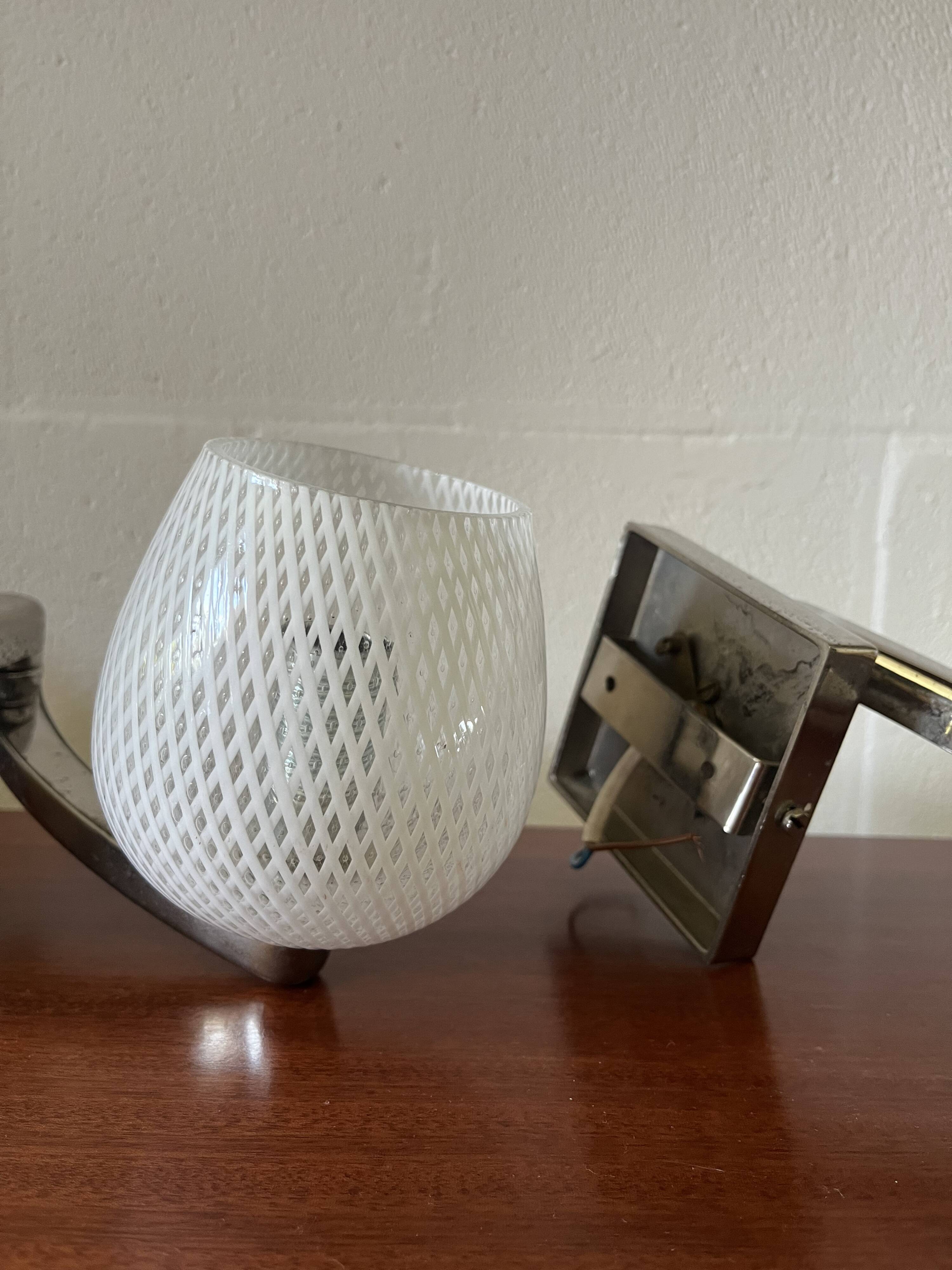 Pair of Murano Glass Wall Lamps from the 1950s with Adjustable Support