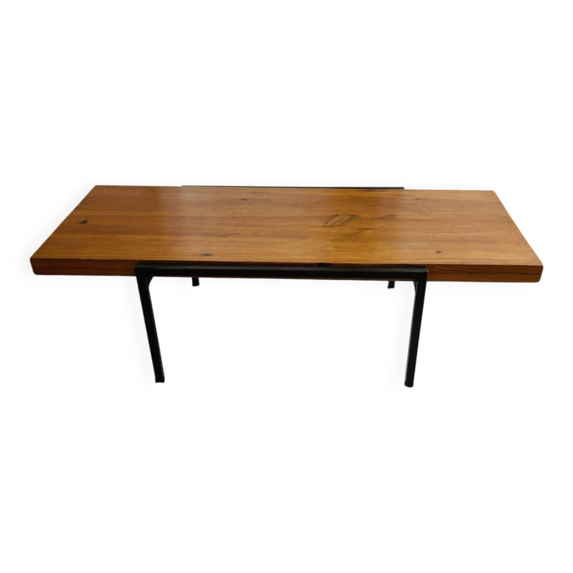 Table basse pin et métal vintage