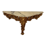 Console murale Louis 15 marbre et bois sculpté doré