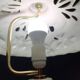 Orchid-patterned earthenware table lamp