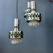 Vintage space age massive green waterfall pendant light