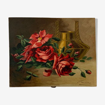 Ancienne peinture de roses